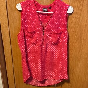 New York & Company Pink Sleeveless Polka Dot Blouse